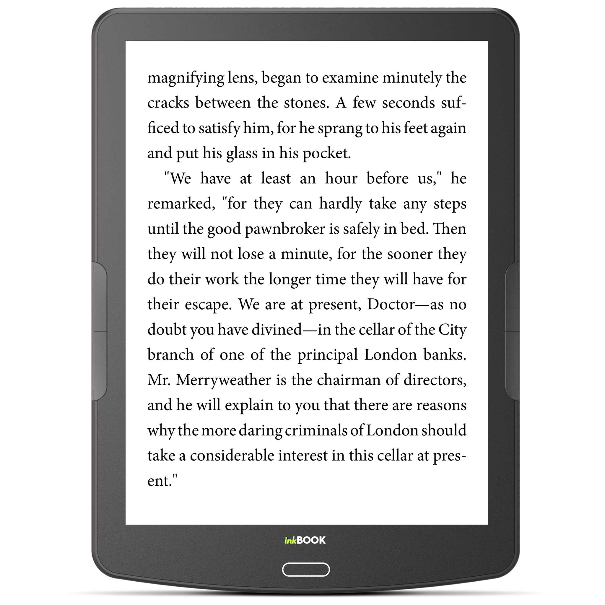 text of the book displayed on inkBOOK eReader